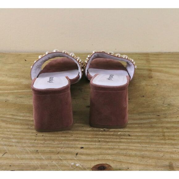 Jeffrey Campbell Sandals 9 Pink Suede Pearl Studs Open Toe Slip On - Picture 3 of 8